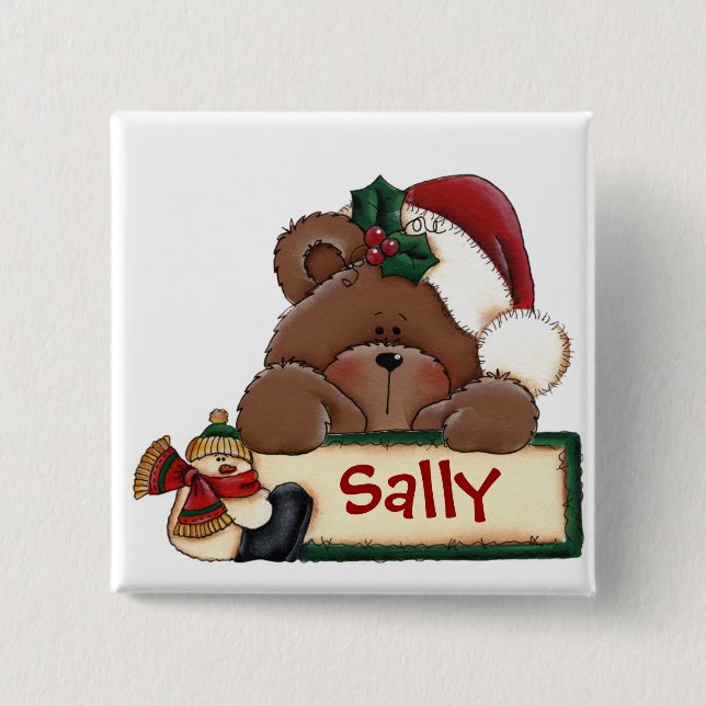 Badge Carré 5 Cm Bouton d'étiquette de bas de Chrtimstas (Devant)