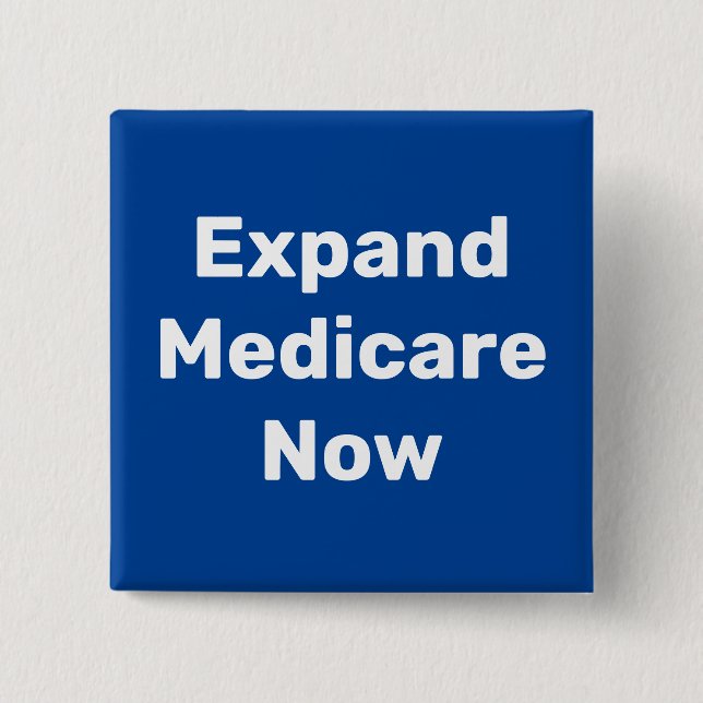 Badge Carré 5 Cm Bouton Développer Medicare Now (Devant)