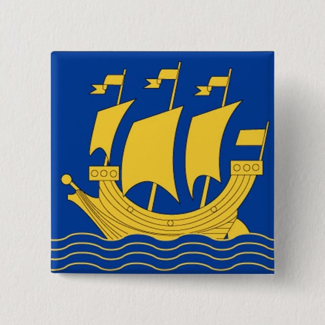 Badge Carré 5 Cm Bouton d'expédition jaune (Devant)