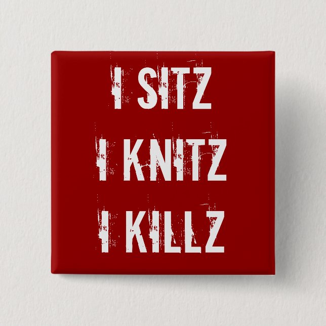 Badge Carré 5 Cm Bouton d'ha - Sitz Knitz Killz (Devant)