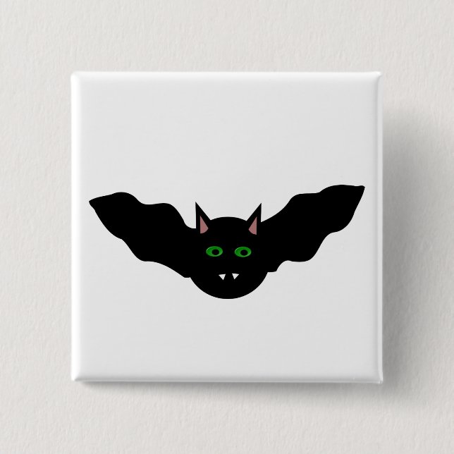 Badge Carré 5 Cm Bouton d'Halloween de chauve-souris Vampire (Devant)