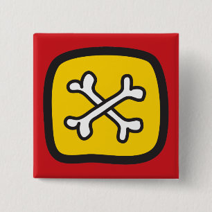 Badge Carré 5 Cm Bouton d'Halloween Fun Party Skulls & Bones