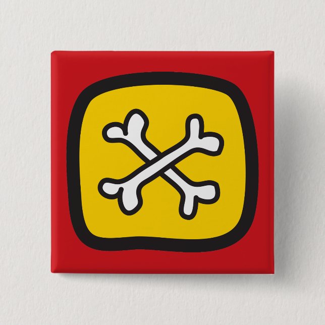 Badge Carré 5 Cm Bouton d'Halloween Fun Party Skulls & Bones (Devant)