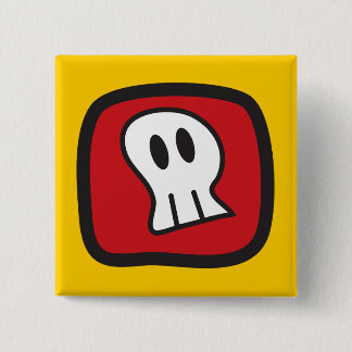 Badge Carré 5 Cm Bouton d'Halloween Fun Party Skulls & Bones