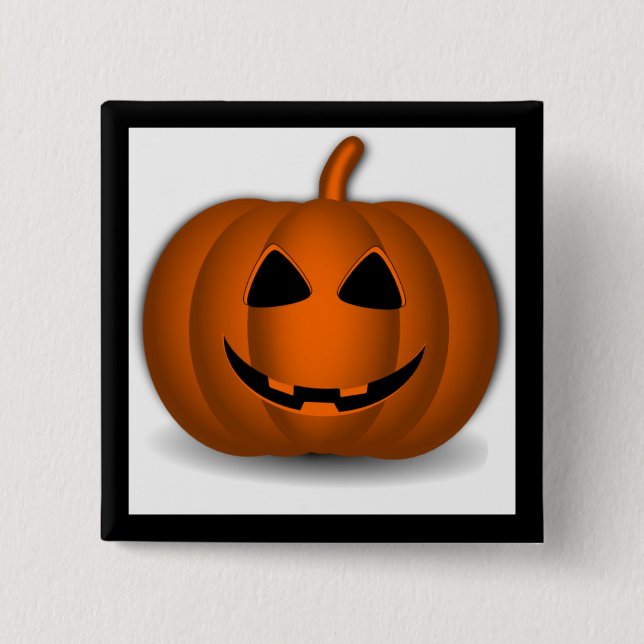Badge Carré 5 Cm Bouton d'Halloween Jack o' Lantern (Devant)