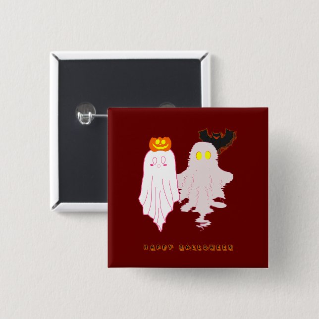 Badge Carré 5 Cm Bouton d'Halloween pour bébés mignon (Devant & derrière)