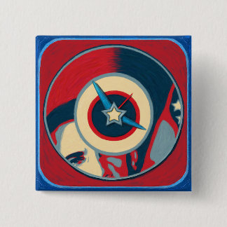 Badge Carré 5 Cm Bouton d'horloge d'Obama