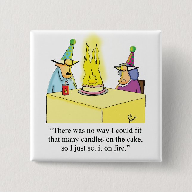 Badge Carré 5 Cm Bouton d'Humour d'anniversaire drôle pour Het (Devant)