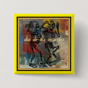 Badge Carré 5 Cm Bouton Dia de los muertos