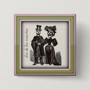 Badge Carré 5 Cm Bouton Dia de los muertos