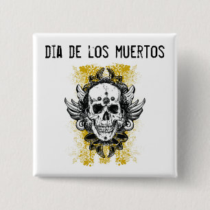 Badge Carré 5 Cm Bouton Dia de los muertos