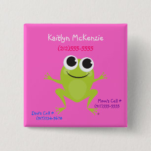 Badge Carré 5 Cm Bouton d'identification de grenouille