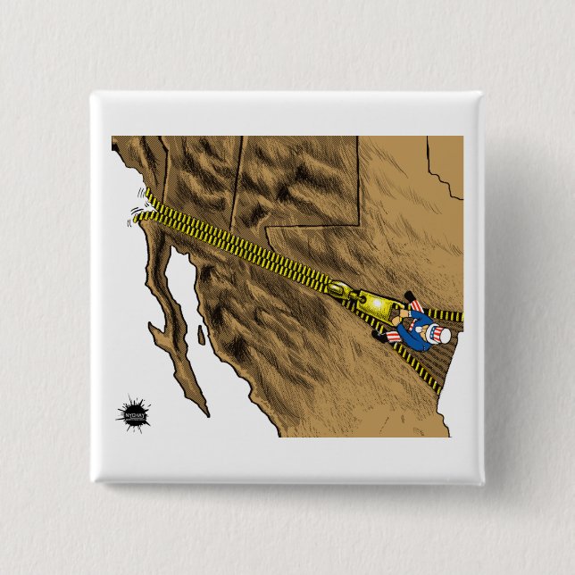 Badge Carré 5 Cm bouton d'Immigration-couleur (Devant)