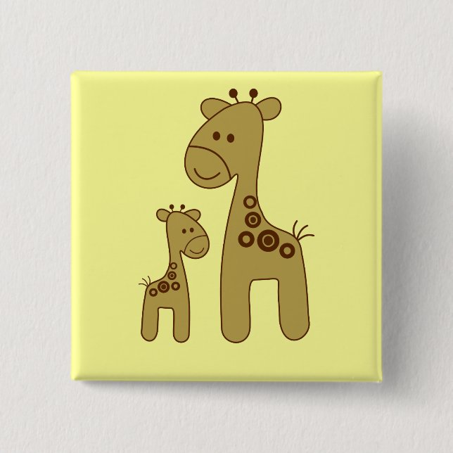 Badge Carré 5 Cm Bouton d'impression de la Giraffe de dessin (Devant)