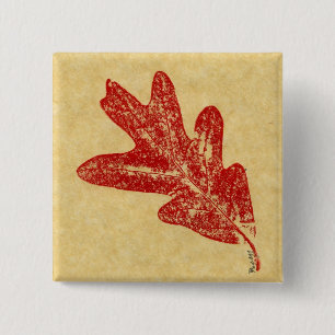 Badge Carré 5 Cm Bouton d'impression de la nature feuille