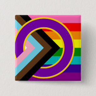 Badge Carré 5 Cm Bouton d'indicateur de fierté progressive intersex