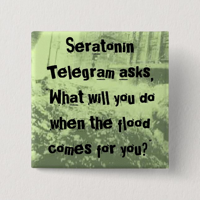 Badge Carré 5 Cm Bouton d'inondation (Devant)