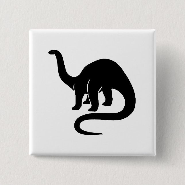 Badge Carré 5 Cm Bouton Dinosaur noir (Devant)