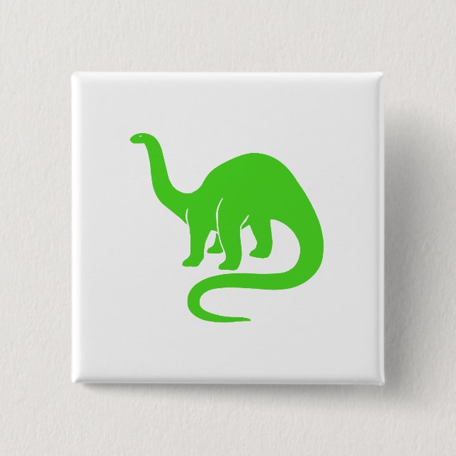 Badge Carré 5 Cm Bouton Dinosaur Vert clair (Devant)