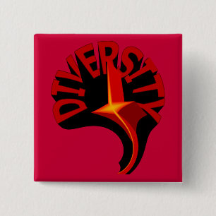 Badge Carré 5 Cm Bouton Diversité Étoiles