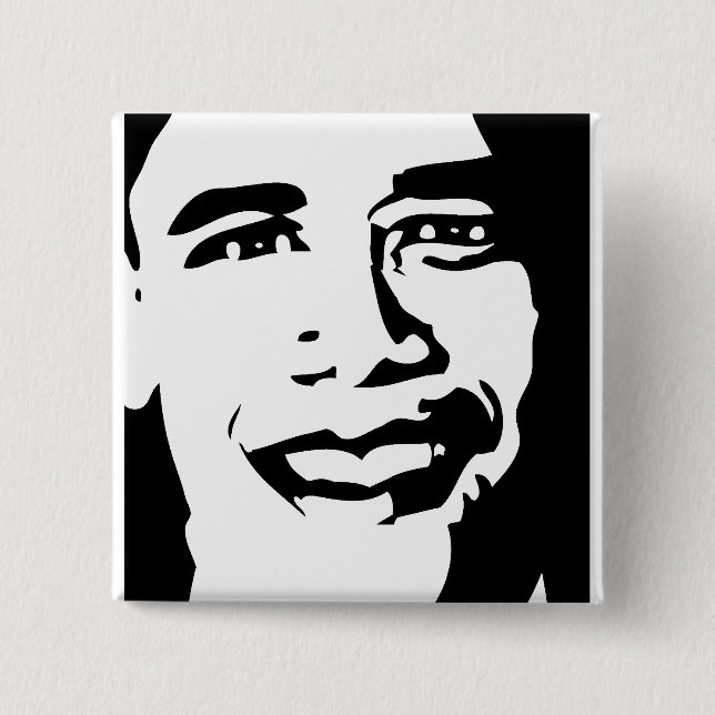BADGE CARRÉ 5 CM BOUTON D'OBAMA (Devant)