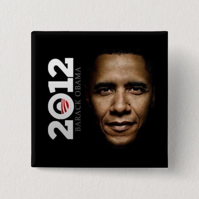 Badge Carré 5 Cm Bouton d'Obama 2012 (Devant)