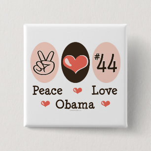 Badge Carré 5 Cm Bouton d'Obama 44 d'amour de paix