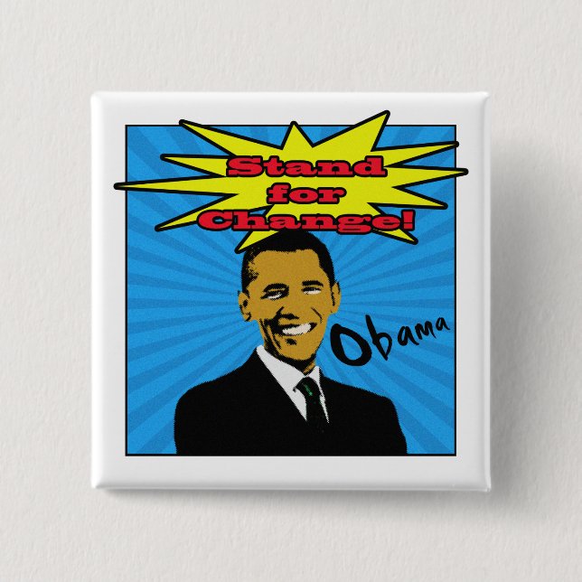 Badge Carré 5 Cm Bouton d'Obama d'art de bruit (Devant)