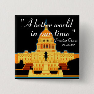 Badge Carré 5 Cm Bouton d'Obama de la parole d'inauguration