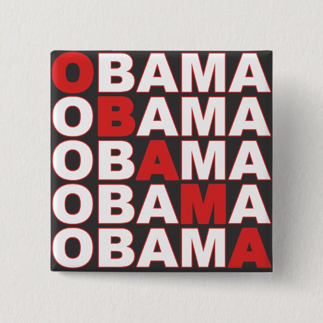 Badge Carré 5 Cm Bouton d'Obama Obama (Devant)