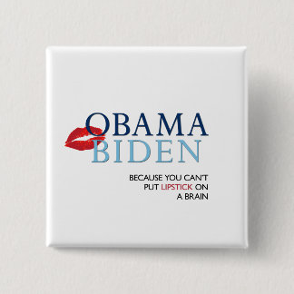 Badge Carré 5 Cm Bouton d'ObamaBiden - anti Palin/McCain