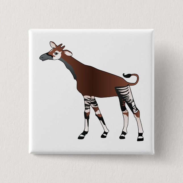 Badge Carré 5 Cm Bouton d'okapi (Devant)