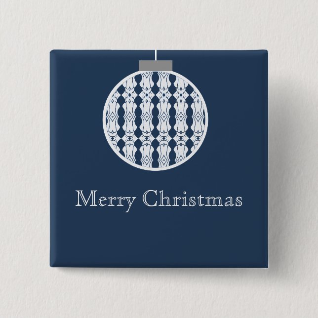 Badge Carré 5 Cm Bouton d'or Art Déco, Bleu foncé (Devant)