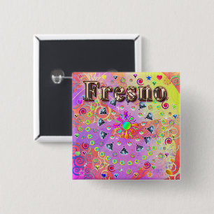 Badge Carré 5 Cm Bouton d'or frais chanceux