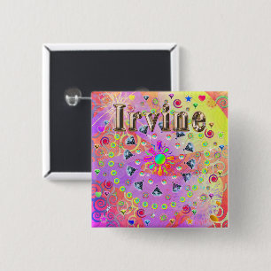 Badge Carré 5 Cm Bouton doré Lucky Irvine