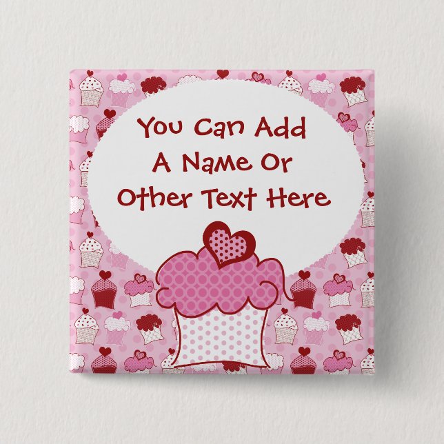 Badge Carré 5 Cm Bouton doux customisé de petit gâteau (Devant)