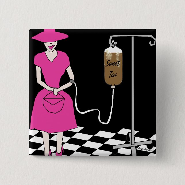 Badge Carré 5 Cm Bouton doux du thé IV du gallon du sud (Devant)