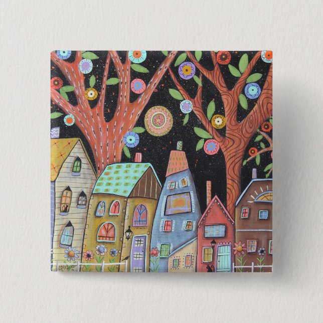 Badge Carré 5 Cm Bouton DOWNHOME par Karla Gerard (Devant)