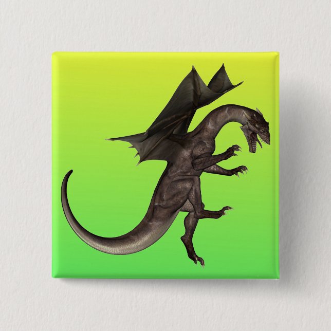 Badge Carré 5 Cm Bouton Dragon (Devant)