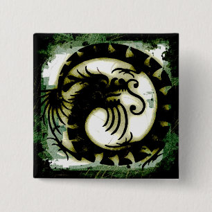 Badge Carré 5 Cm Bouton Dragon