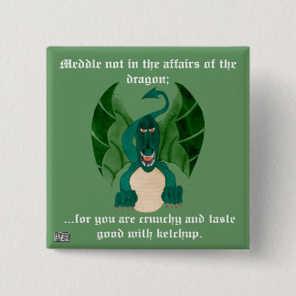 Badge Carré 5 Cm Bouton dragon amusant