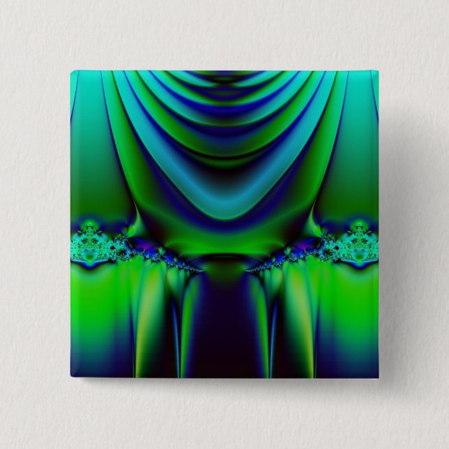 Badge Carré 5 Cm Bouton dramatique de fractale (Devant)