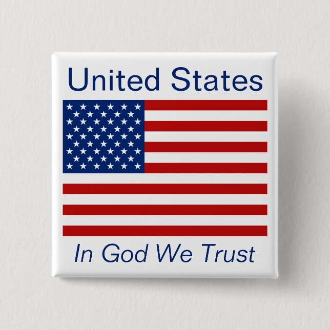 Badge Carré 5 Cm Bouton drapeau américain (Devant)