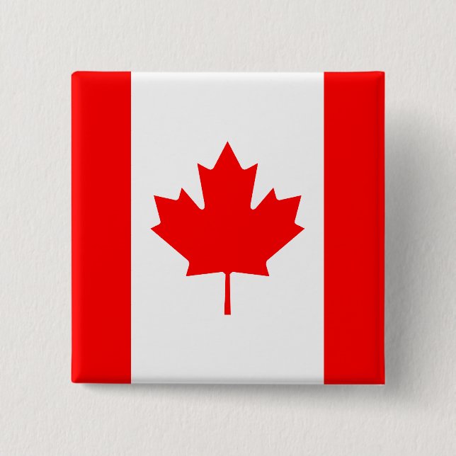 Badge Carré 5 Cm Bouton Drapeau Canada (Devant)