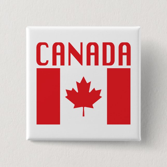 Badge Carré 5 Cm Bouton Drapeau Canada (Devant)