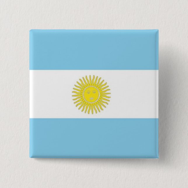 Badge Carré 5 Cm Bouton Drapeau de l'Argentine (Devant)