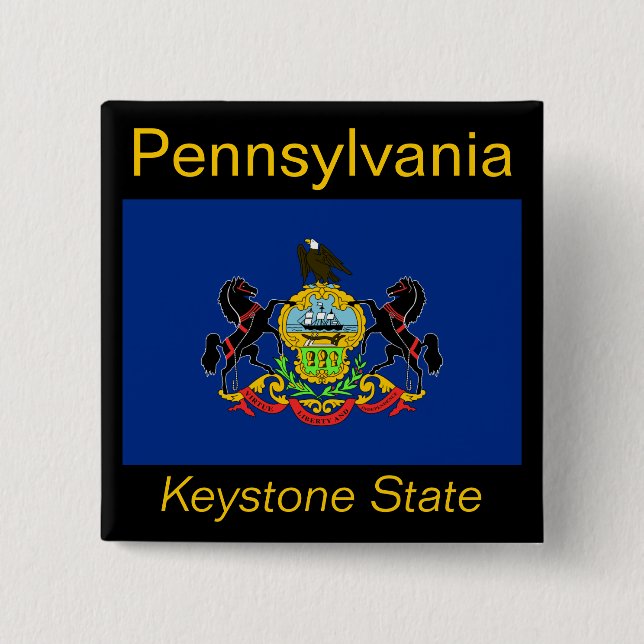 Badge Carré 5 Cm Bouton drapeau de Pennsylvanie (Devant)