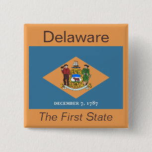 Badge Carré 5 Cm Bouton Drapeau Delawarean