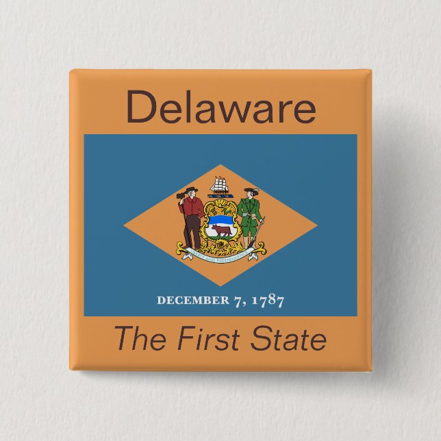 Badge Carré 5 Cm Bouton Drapeau Delawarean (Devant)