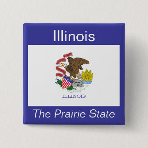 Badge Carré 5 Cm Bouton Drapeau Illinois